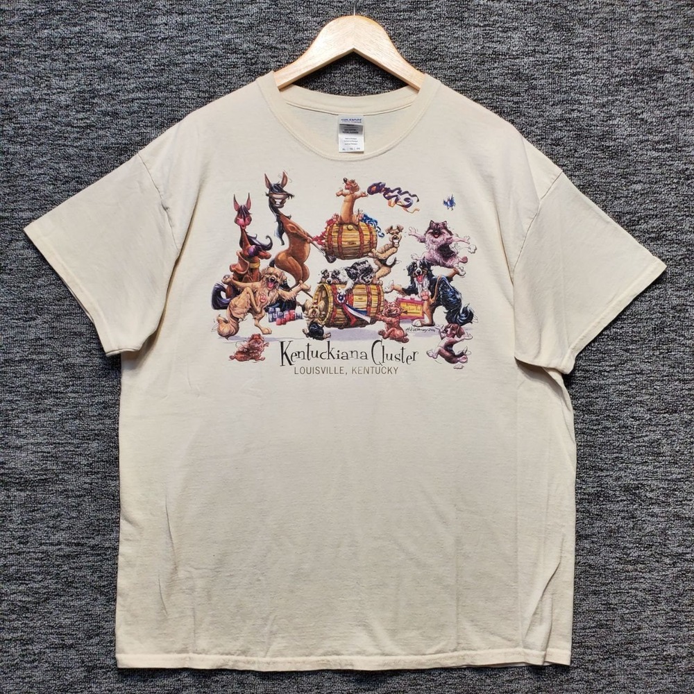 Kentuckiana Cluster Dog Show T-Shirt Mens XL Cream Graphic Tee Louisville KY